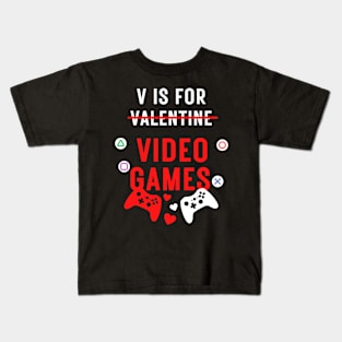 V Is For Video Games Kids T-Shirt